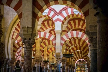 Interior of the Mosque-Cathedral of Cordoba in Andalusia, Spain