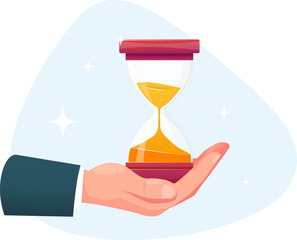 concept of time, hand holding an hourglass