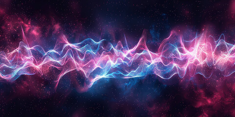 Abstract Sound Wave with Vibrant Neon Colors and Space - obrazy, fototapety, plakaty