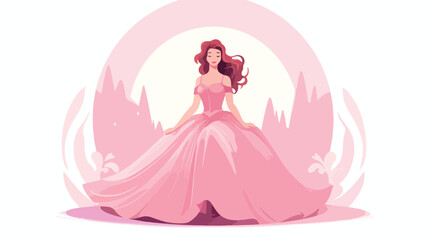 Modern princess in pink dress.