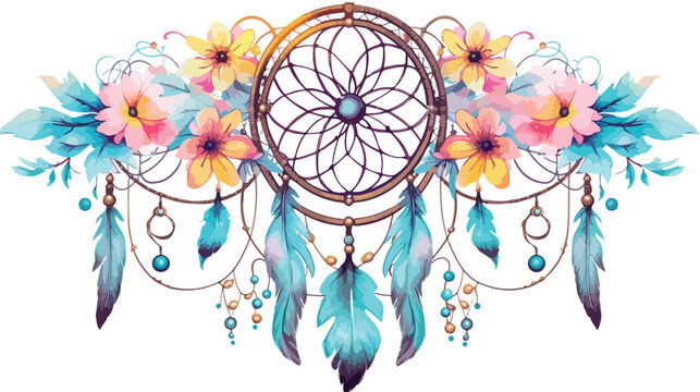 Mystic flower of life dreamcatcher with moons.