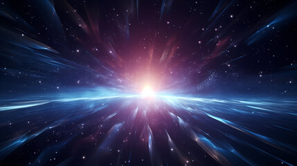 In a mesmerizing celestial spectacle, ethereal beams of light converge into a stunning sight