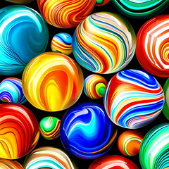 Multicolored Glass Marbles