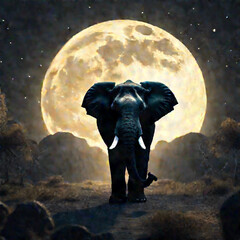Majestic Elephant at Night