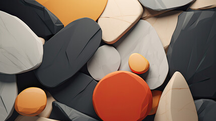 Fototapeta premium Arrangement and color palette of stones, visually intriguing background Ai Generative