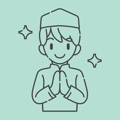 Ramadan activity boy vector arts. Islamic activities in daily. Cartoon character for kids
