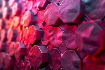 A vivid hexagonal pattern image that gives an impression of depth and futuristic design with a...