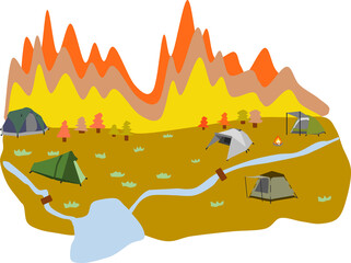 秋のキャンプ場のイラスト
