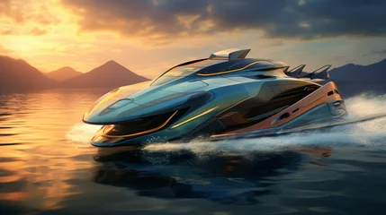 Fototapeten Hydrofoil watercraft speed transportation © Cedar