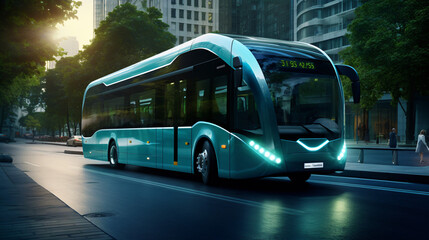 Hydrogen powered buses revolutionize public transport - obrazy, fototapety, plakaty
