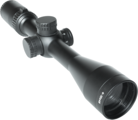 Quartering view of a high powered rifle scope