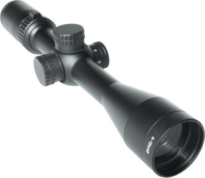 Quartering view of a high powered rifle scope