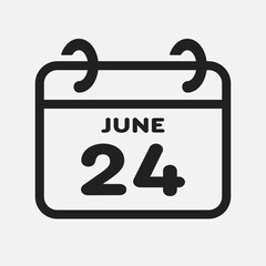 Icon page calendar day - 24 June