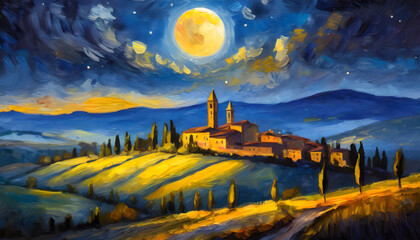 Tuscany landscape painting