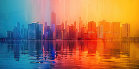 Urban Heat Island Effect: City Skylines Blurred by Heat Haze, Reflecting the Heat-Absorbing Properties of Concrete and Asphalt in the Face of Escalating Global Warming