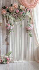Fototapeta na wymiar White wedding flowers and wedding decorations
