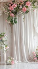 Fototapeta na wymiar White wedding flowers and wedding decorations