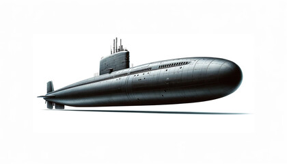 Isolated submarine. Submarine on white background. 