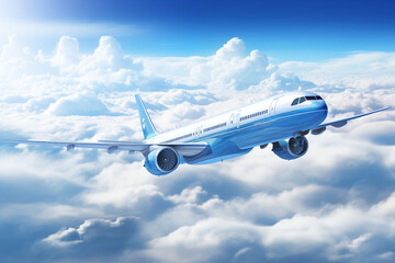 Airliner in the sky. Airline company. Flight. Aviation professions. Travel agency.