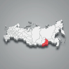 Zabaykalsky region location within Russia 3d map