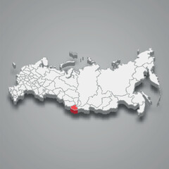 Altai Republic region location within Russia 3d map