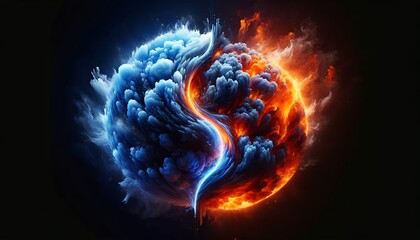 Fire and Ice Concept design with Spark - obrazy, fototapety, plakaty
