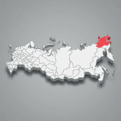 Chukotka region location within Russia 3d map