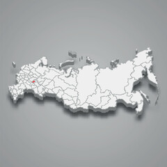 Chuvashia region location within Russia 3d map