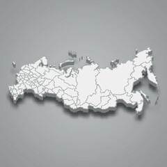 Ingushetia region location within Russia 3d map