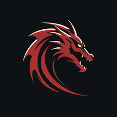 Obraz premium A dragon head with red and black colors. Vector illustration