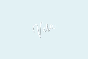 Prénom Vera au design simple sur fond bleu pastel clair