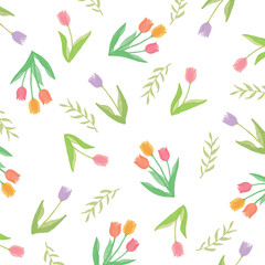 チューリップのパターンイラスト素材