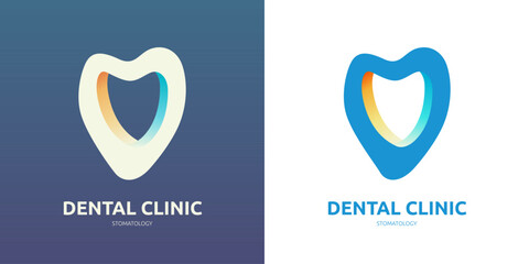 Dental Clinic Logo modern Tooth abstract design vector template Linear style. Dentist or stomatology medical doctor Logotype concept icon. Tooth symbol very suitable for your business dental logo.