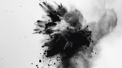 The explosion of coloured powder is isolated on a black background. Abstract colored cloud