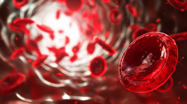 Red blood cells in the vein. 3d render, 3d illustration