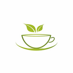 Symbol of cup with herbal green tea. Elegant logo concept. Generative AI