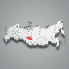 Tomsk region location within Russia 3d map