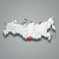 Tuva region location within Russia 3d map
