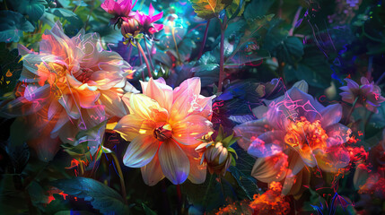 Magical Garden: Flowers Bloom in Patterns of Light and Color