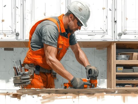 worker in a carpentry workshop inside a carpentry workshop