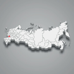 Fototapeta premium Voronezh region location within Russia 3d map