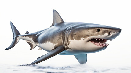 Huge white shark isolated on white background