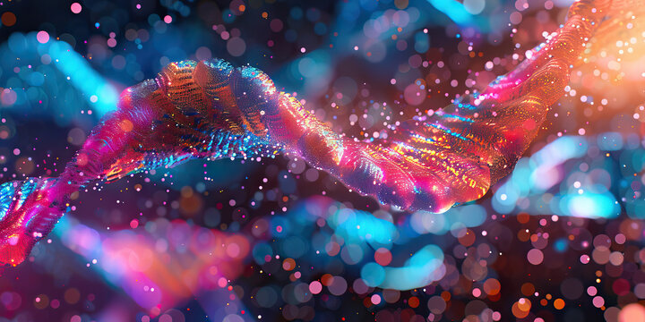 Abstract illustration of a DNA strand with an extra loop, symbolizing the genetic difference in individuals with Down syndrome.