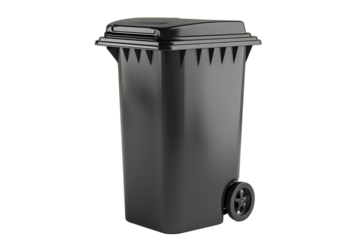 Isolated plastic trash can with a lid for household waste