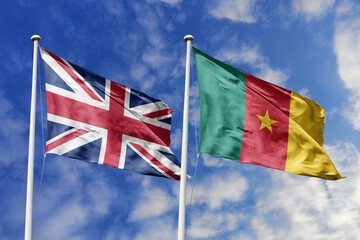 3D illustration, United Kingdom and Cameroon alliance and meeting, cooperation of states.