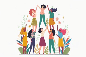 A diverse group of individuals standing in a circle, engaged in conversation and interaction, supporting and lifting each other up. Generative AI