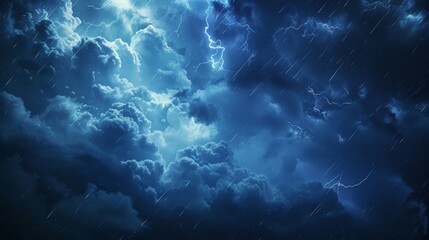 Fototapeta na wymiar Dramatic, dark, blue cloudy sky overlay, Sky-overlays. Dramatic sky and lightning. Bad weather with dark clouds. Rain And Thunderstorm In Dramatic Sky