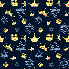 Happy Purim seamless pattern hand drawn background.