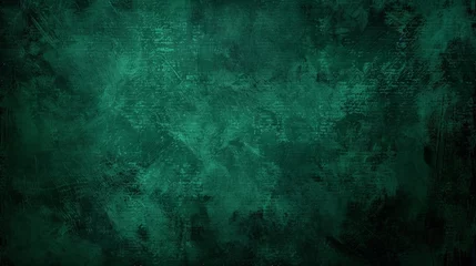 Poster Elegant dark emerald green background with black shadow border and old vintage grunge texture design © Sasint