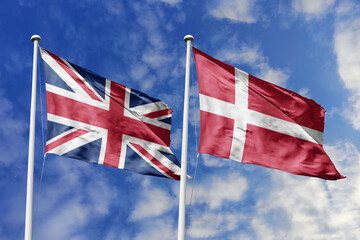 3D illustration, United Kingdom and Denmark alliance and meeting, cooperation of states.